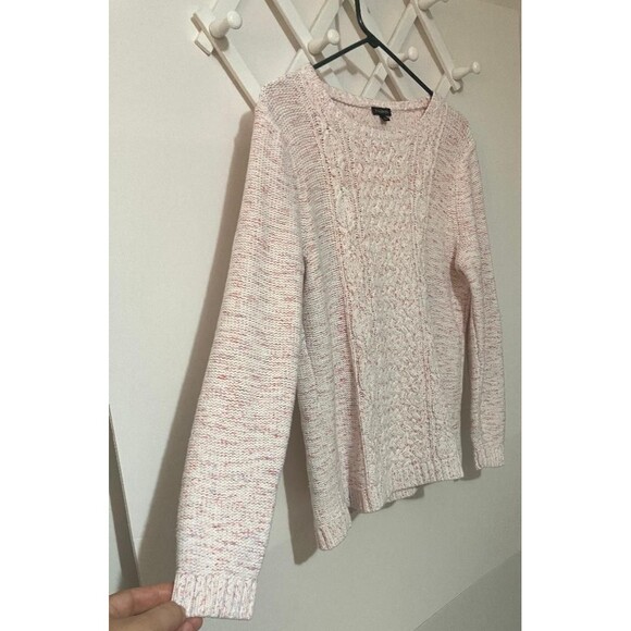 Talbots Women’s Large Cable Knit Crewneck Sweater Pink Speckled Textured - Picture 3 of 9